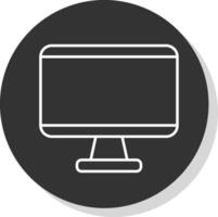 Monitor Line Grey Circle Icon vector