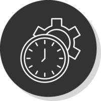 hora administración línea gris circulo icono vector