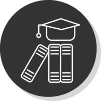 Graduation Hat Line Grey Circle Icon vector