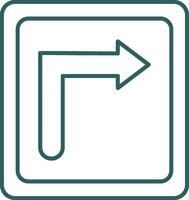 Turn Right Line Gradient Round Corner Icon vector