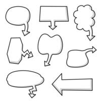 collection set of black and white speech bubble balloon with arrow point, think speak talk text box banner vector