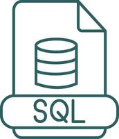 sql línea degradado redondo esquina icono vector