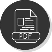 pdf línea gris circulo icono vector