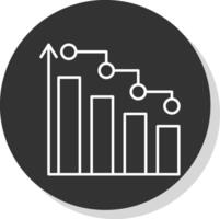 Bar Chart Line Grey Circle Icon vector