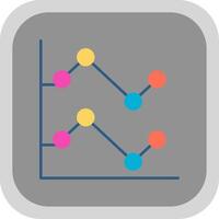 Line Chart Flat Round Corner Icon vector