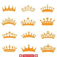 Majestic Tiara Crown Collection Regal Silhouettes for Elegant Designs and Royal Themes vector