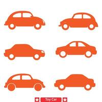 Playful Toy Car Collection Silhouette Set for Creative Projects vector