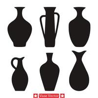 Nostalgic Vase Set Vintage Inspired Silhouettes for Retro Charm vector