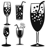 Elegant Sparkling Drink Silhouettes Refreshing Beverage Icons for Design Projects and Branding Collateral vector