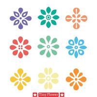 Whimsical Tiny Flower Garden Delicate Silhouette Set for Design vector