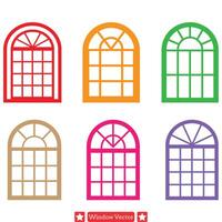 Windows of Creativity Intriguing Silhouette s for Architectural Artistry vector