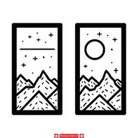 Twilight Tranquility Night Silhouette of Mountain Peaks vector