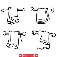 Elegant Towel Stand Silhouette Collection for Bathroom Decor vector