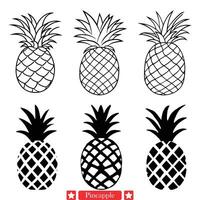 Island Inspiration Radiant Pineapple Silhouette Igniting Creative Sparks vector