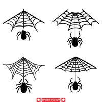 venenoso variedades dinámica araña silueta diseños para creatividades vector