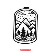 Alpine Adventure Clean Line Art Silhouette Ideal for Wilderness Exploration vector