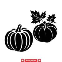 Gourd Gathering Galore Abundant Pumpkin Silhouettes for Harvest Festivities vector