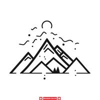 Peaks Perfection Detailed Line Art Silhouette Perfect for Mountain inspired Designs vector