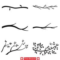 Rustic Reverie Charming Tree Branch Silhouettes vector