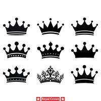 Crowning Achievement Exquisite Royal Crown Silhouettes for Opulent Designs of Royalty vector