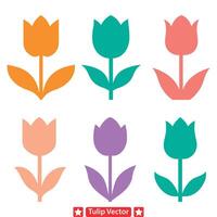 Graceful Tulip Symphony Elegant Floral Silhouettes Collection vector