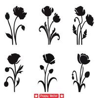 Serenade of Poppies Romantic Silhouette Artwork vector