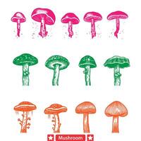 Fungal Fairy Tales Enchanting Mushroom Set for Artistic Marvels vector
