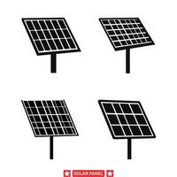 Sun Powered Silhouettes Collection of Solar Panel s Representing Clean Energy Initiatives and Environmental Responsibility vector