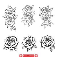 Dynamic Rose Sketch Fluid Floral Line Drawing for Dynamic Packaging, Product Labels, and Advertising vector