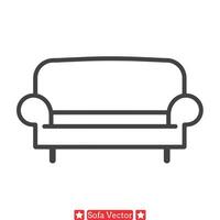 elegante sofá línea Arte ilustraciones agraciado mueble diseños para sofisticado interior peinado vector