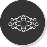 mundo línea gris circulo icono vector