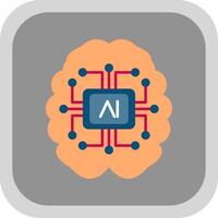 Artificial Intelligence Flat Round Corner Icon vector