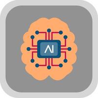 Artificial Intelligence Flat Round Corner Icon vector