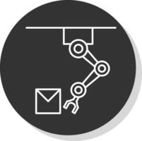 Industrial Robot Line Grey Circle Icon vector