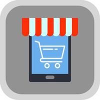 Online Store Flat Round Corner Icon vector