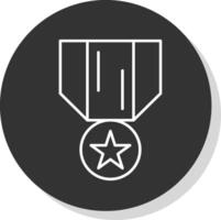 medalla de honor línea gris circulo icono vector