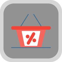 Shopping Basket Flat Round Corner Icon vector