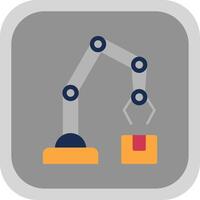 Robotic Arm Flat Round Corner Icon vector