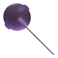 3d sucette bonbons icône. violet sucette sur blanc bâton. sucette bonbons. 3d le rendu png