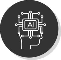 Artificial Intelligence Line Grey Circle Icon vector