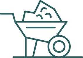 Wheelbarrow Line Gradient Round Corner Icon vector