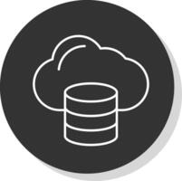 Cloud Data Line Grey Circle Icon vector