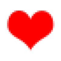Pixel red heart.Transparent love sign with pixelation png
