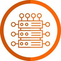 Server Line Orange Circle Icon vector