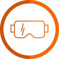 Vr Glasses Line Orange Circle Icon vector