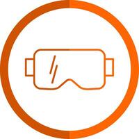 vr lentes línea naranja circulo icono vector