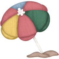 Colorful beach umbrella illustration png
