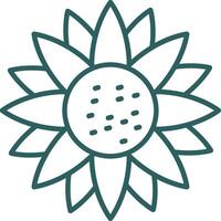 Sunflower Line Gradient Round Corner Icon vector