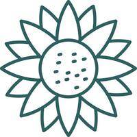 Sunflower Line Gradient Round Corner Icon vector