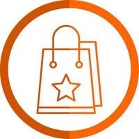 Shopping Bag Line Orange Circle Icon vector